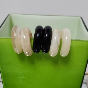 Set of Black and Cream Acrylic Earrings